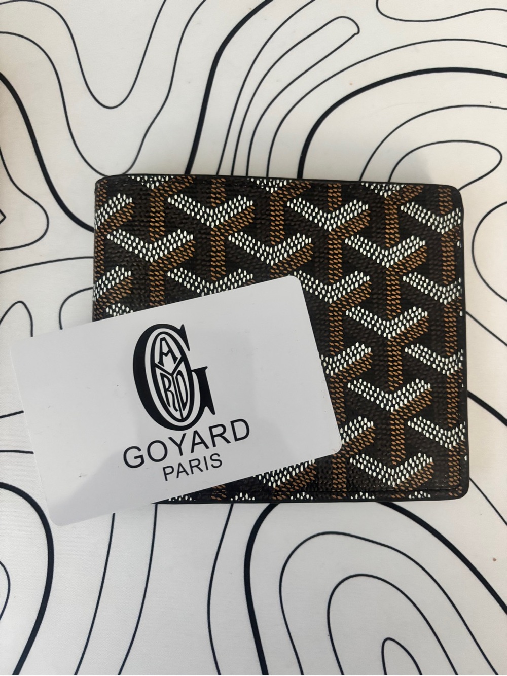 Goyard Brown, Black & White Goyardine Canvas Card Holder
